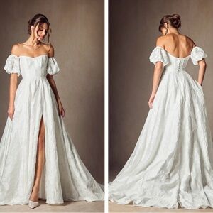 Azazie Off-Shoulder White Wedding Dress